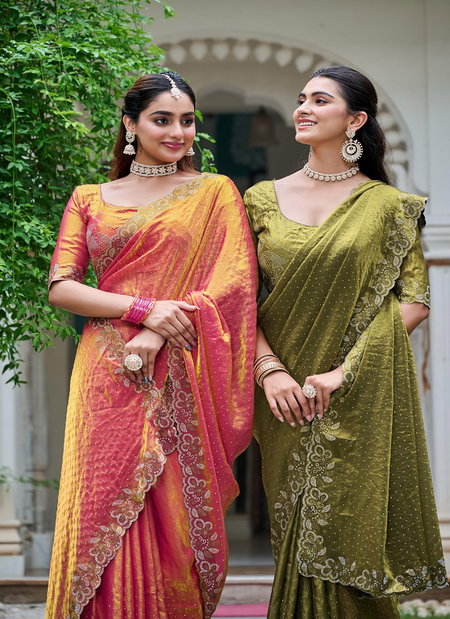 Siya 007 Pure Fendy Silk With Heavy Diamond Work Saree Suppliers In India